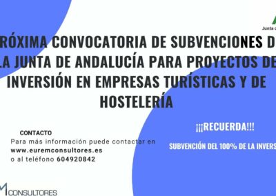 SUBVENCIONES PARA EL CRECIMIENTO, LA COMPETITIVIDAD Y LA CONSOLIDACI&Oacute;N DE LAS PYMES TUR&Iacute;STICAS EN ANDALUC&Iacute;A
